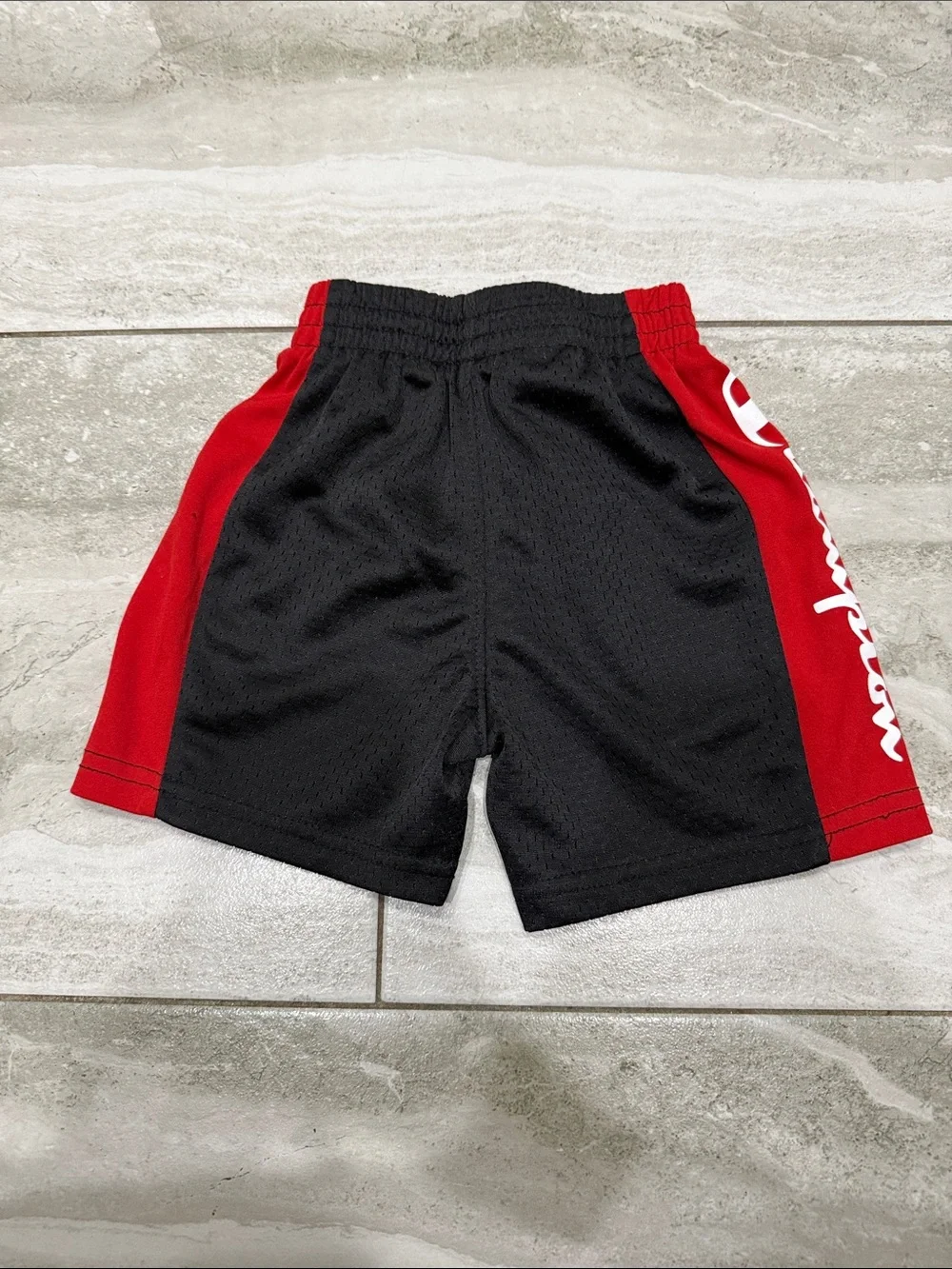 Champion Black and Red Colorblock Kids Athletic Shorts